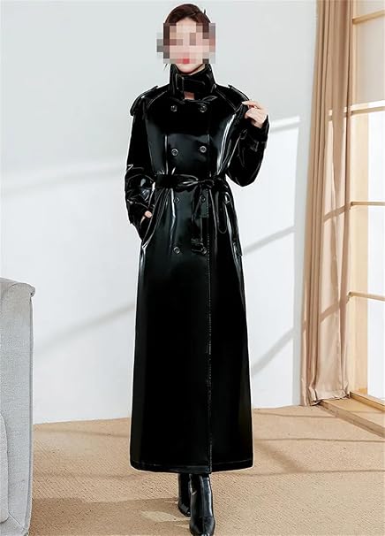 漢の戦闘服✨美品 レザートレンチコート 2WAY 艶感 ブラック XL 大きめ 漢の戦闘服✨極美品 レザートレンチコート 羊革 2WAY ダブル